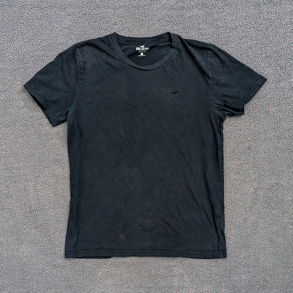 Hollister Mens Small Black Short Sleeve Crew Neck Cotton T-Shirt Seagull Logo